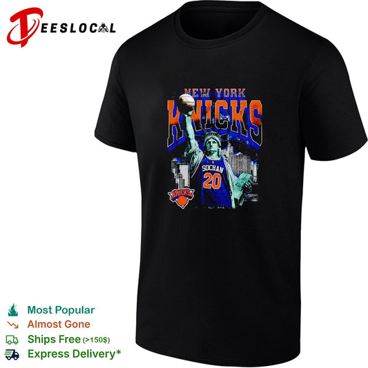 Jeremy Sochan 20 New York Knicks Statue of Liberty skyline basketball shirt
