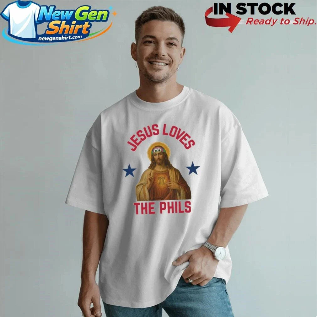 Jesus Loves The Phils Philadelphia Phillies Heart Bell Shirt