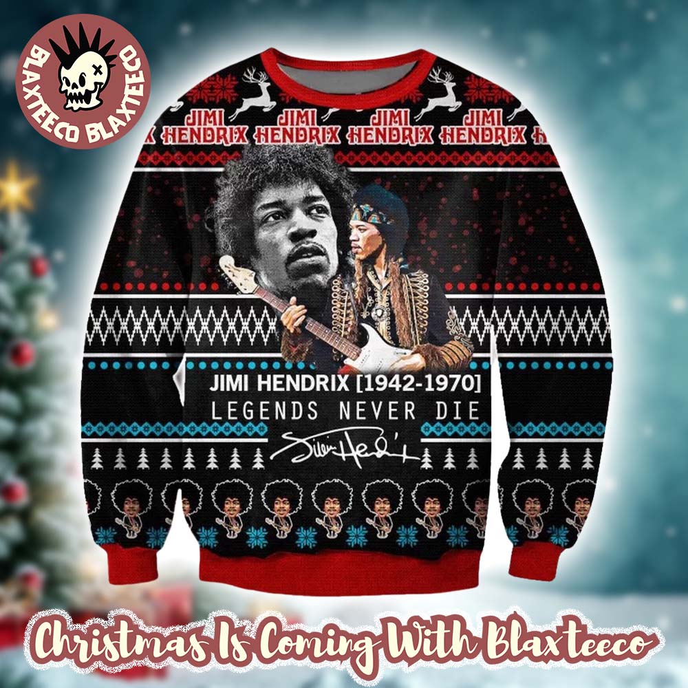 Jimi Hendrix 1942 1970 Legends Never Die Ugly Christmas Sweater
