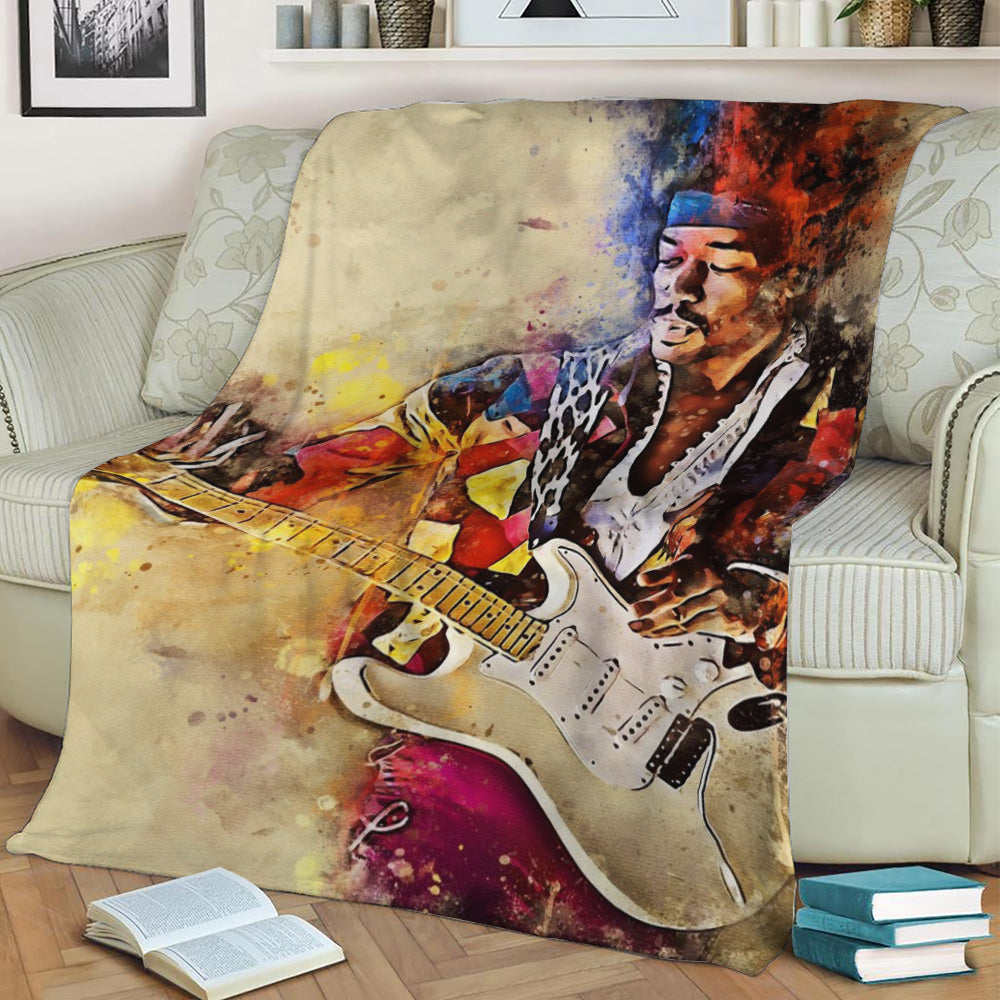 Jimi Hendrix splattersplas Fleece Throw Blanket