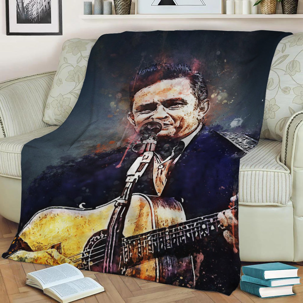 Johnny Cash New 2 Fleece Throw Blanket