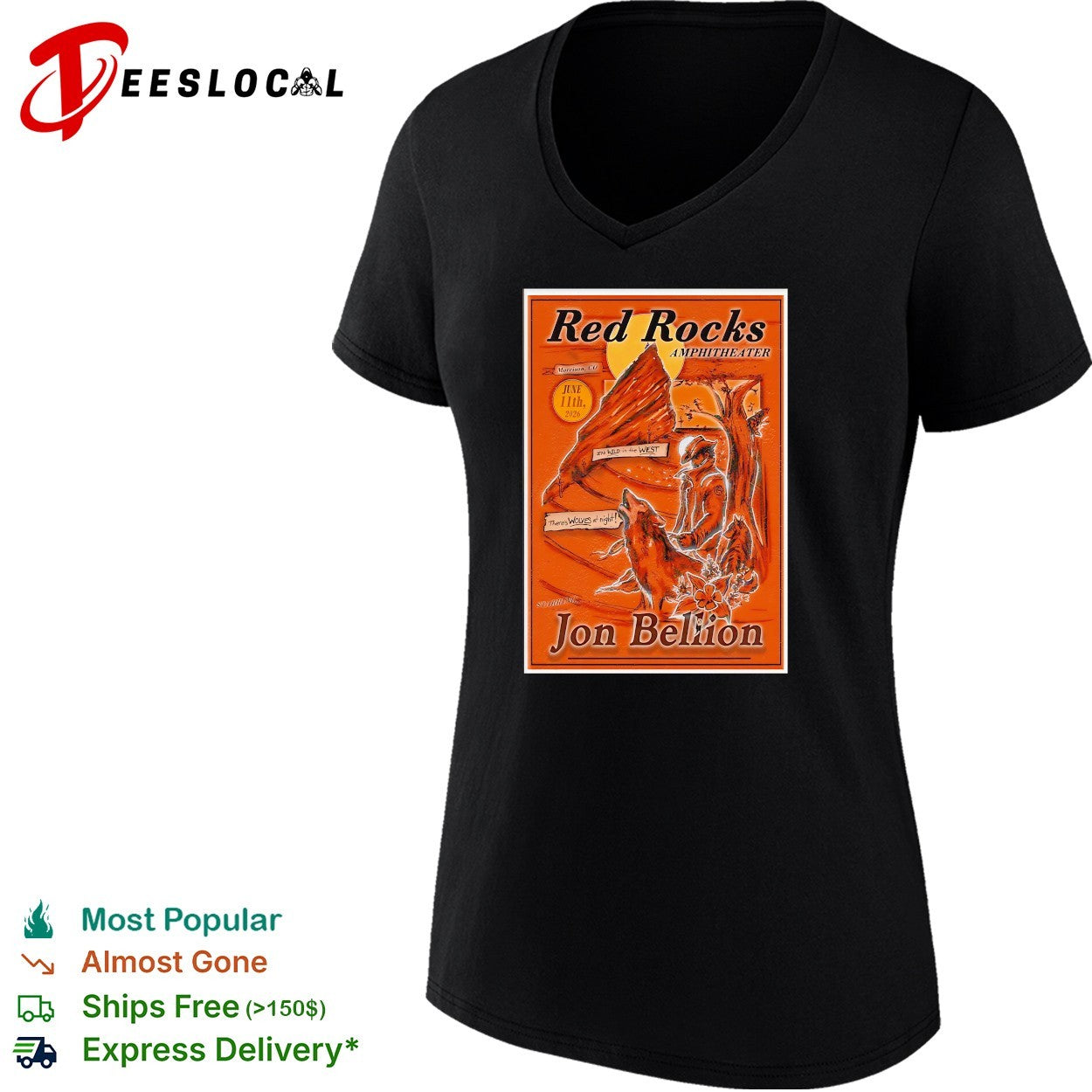 Jon Bellion Red Rocks Amphitheater concert poster orange climber art shirt