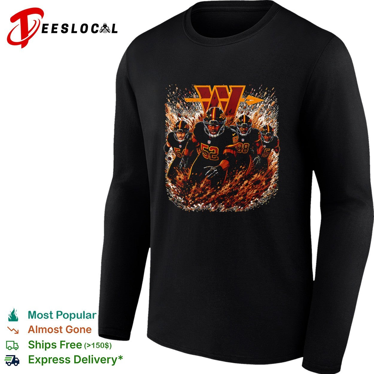 Jonathan Allen Daron Payne Washington Commanders NFL Football Action Players shirt
