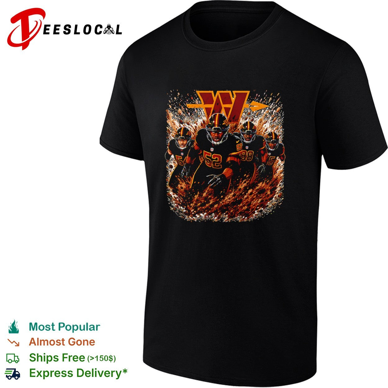 Jonathan Allen Daron Payne Washington Commanders NFL Football Action Players shirt