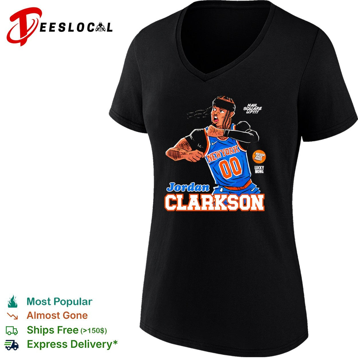 Jordan Clarkson New York Knicks NBA Parody Nah Square Up Bocker Back Pages shirt