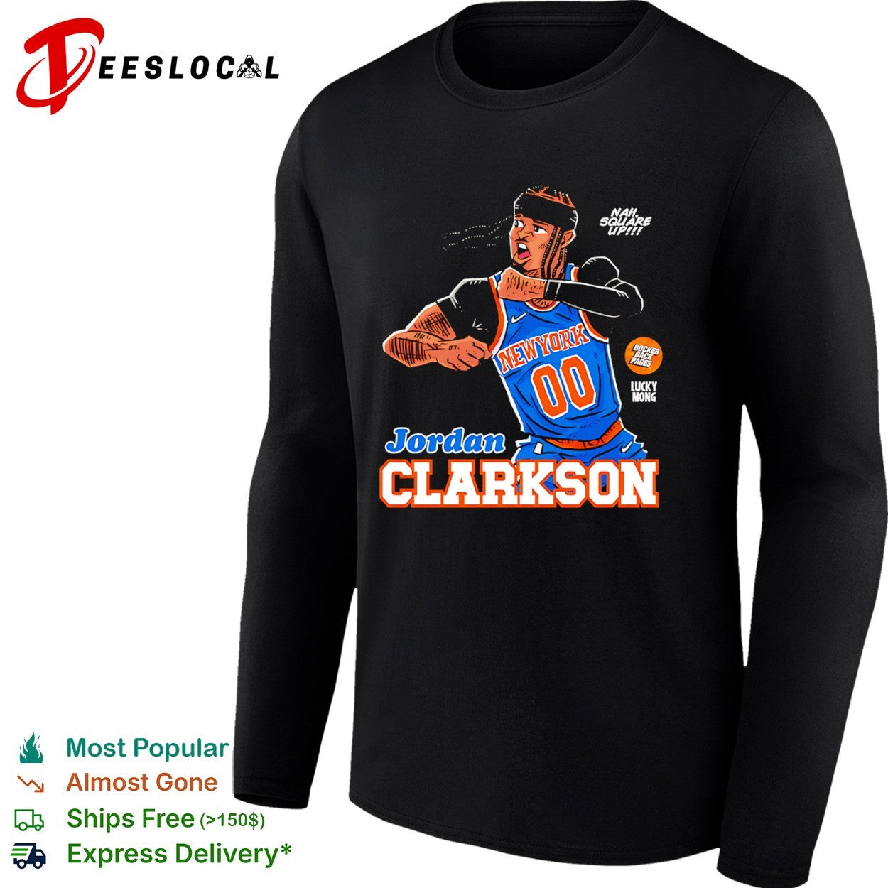 Jordan Clarkson New York Knicks NBA Parody Nah Square Up Bocker Back Pages shirt
