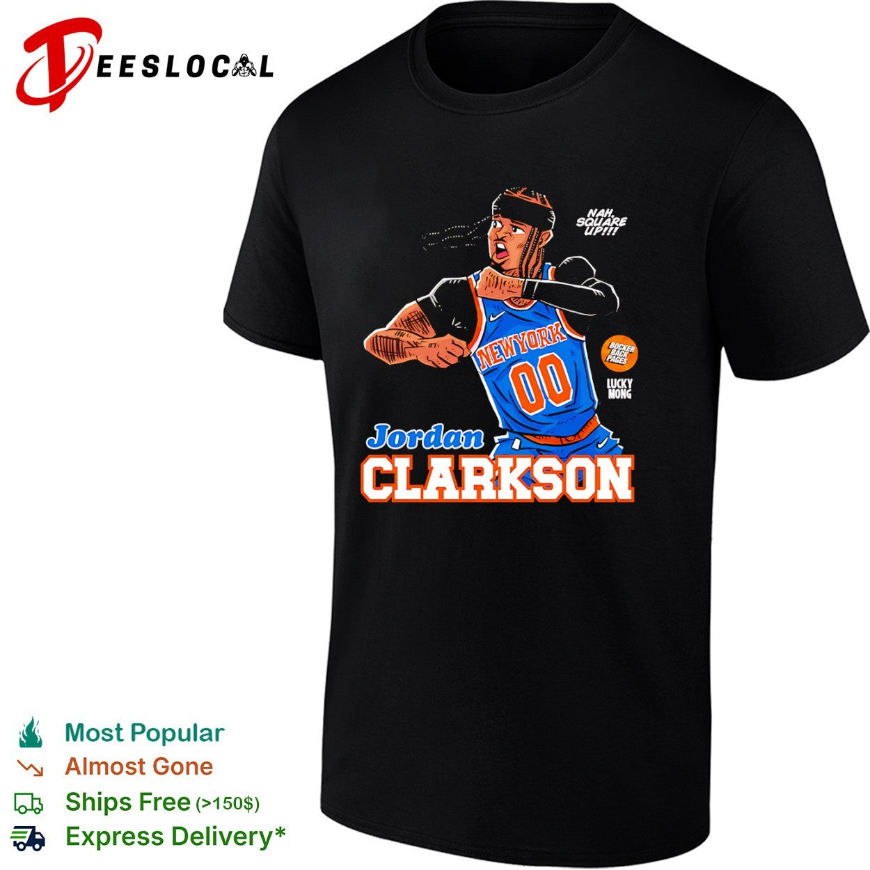 Jordan Clarkson New York Knicks NBA Parody Nah Square Up Bocker Back Pages shirt
