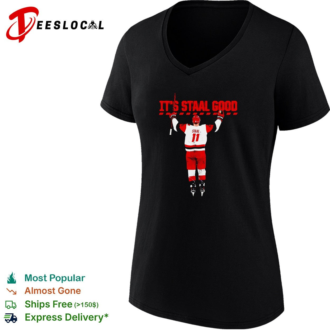Jordan Staal 11 Carolina Hurricanes arms raised celebration victory art shirt