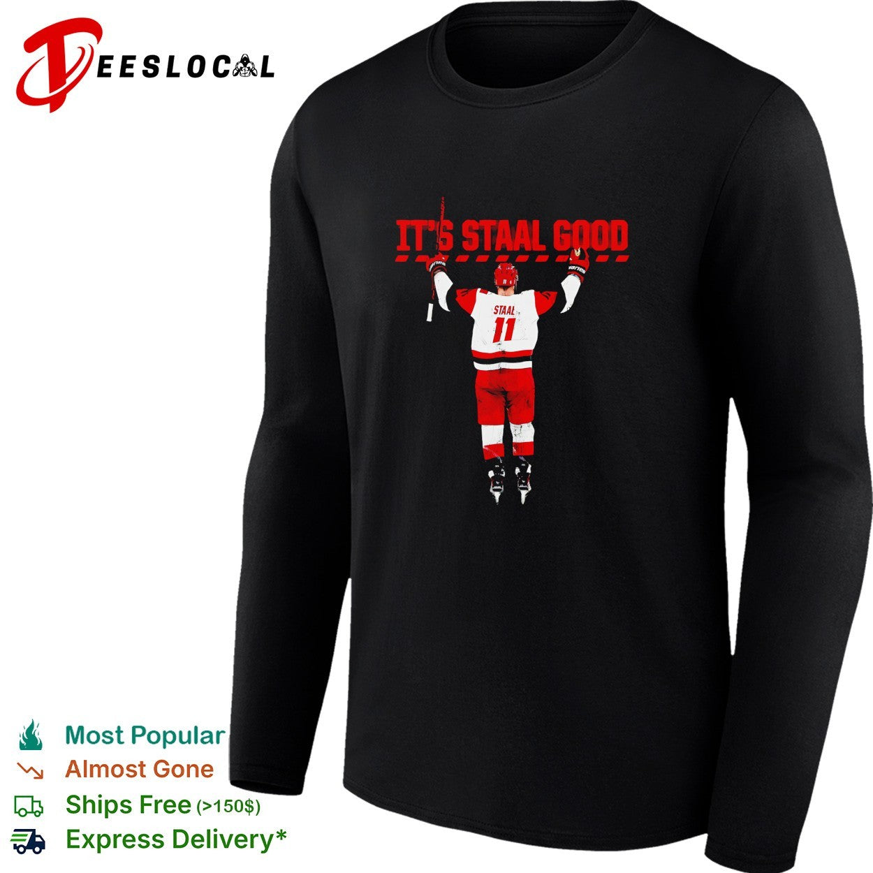 Jordan Staal 11 Carolina Hurricanes arms raised celebration victory art shirt