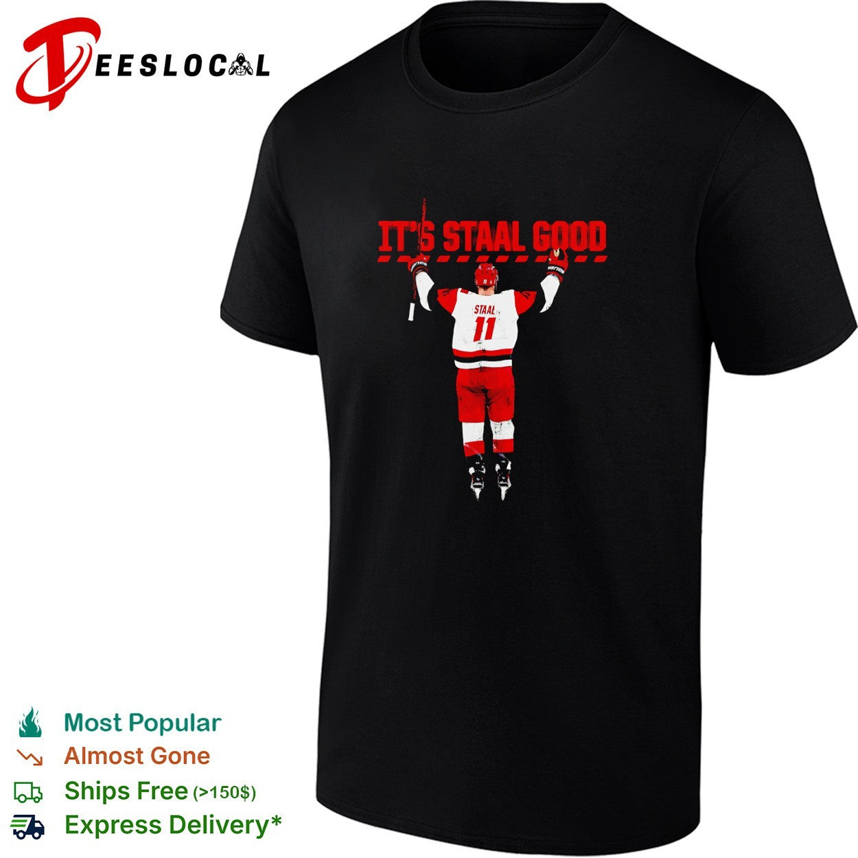 Jordan Staal 11 Carolina Hurricanes arms raised celebration victory art shirt