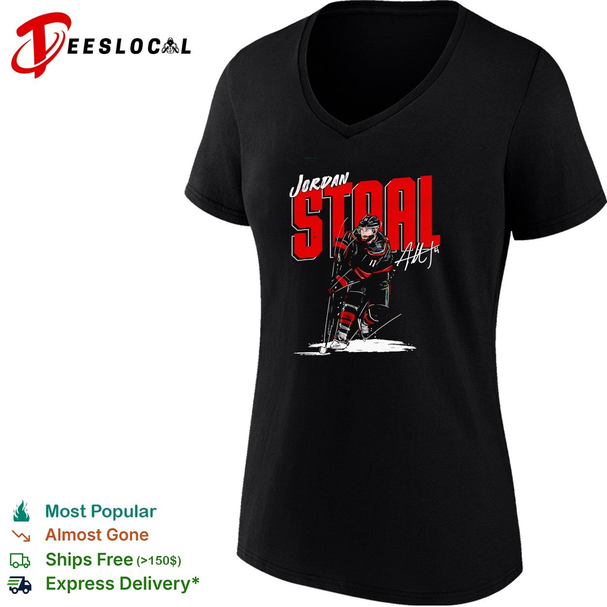 Jordan Staal 11 Carolina Hurricanes bold action skate pose signature art shirt