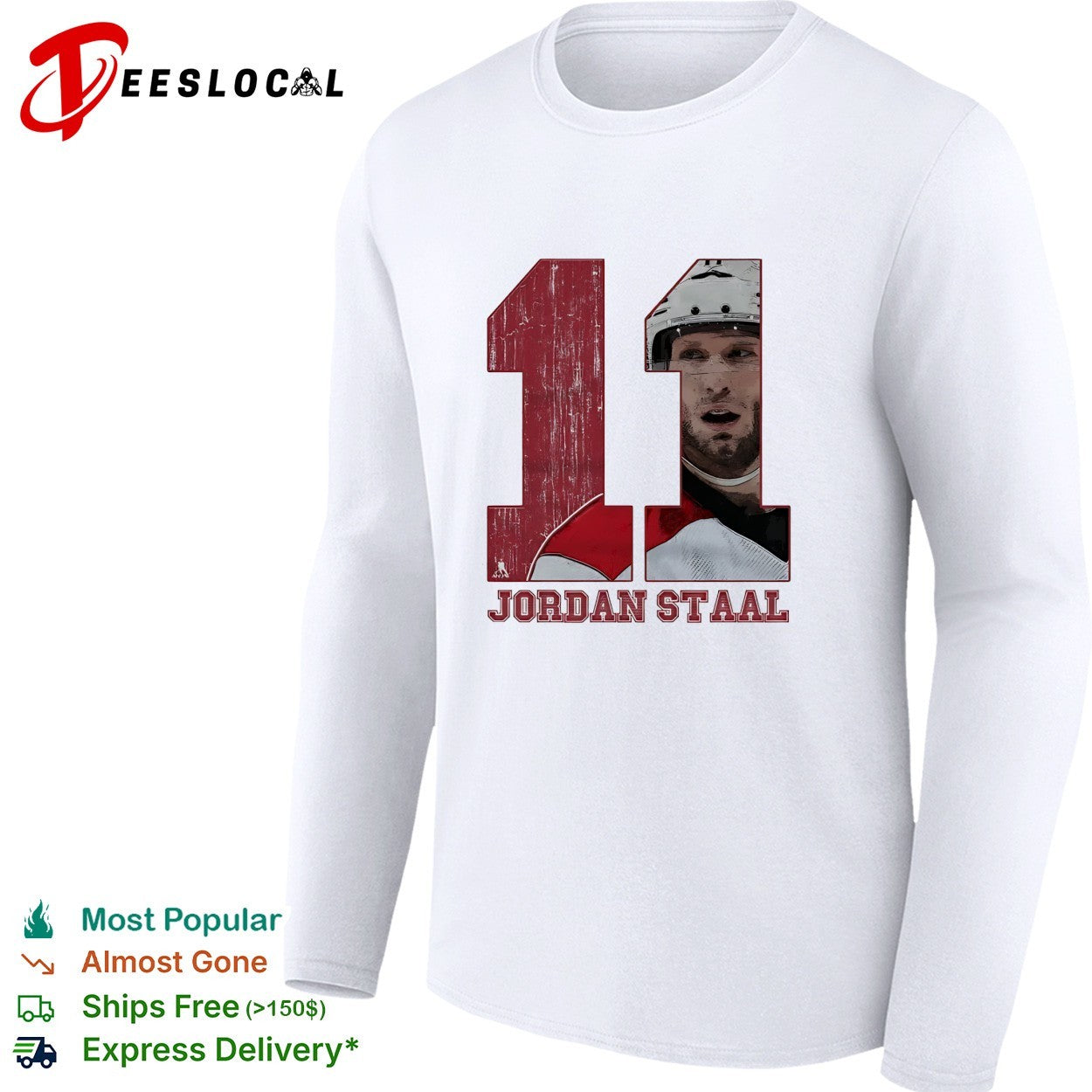 Jordan Staal 11 Carolina Hurricanes helmet close-up number portrait shirt