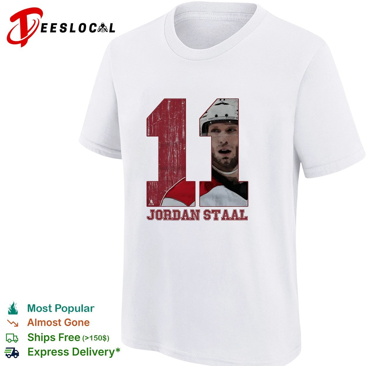 Jordan Staal 11 Carolina Hurricanes helmet close-up number portrait shirt