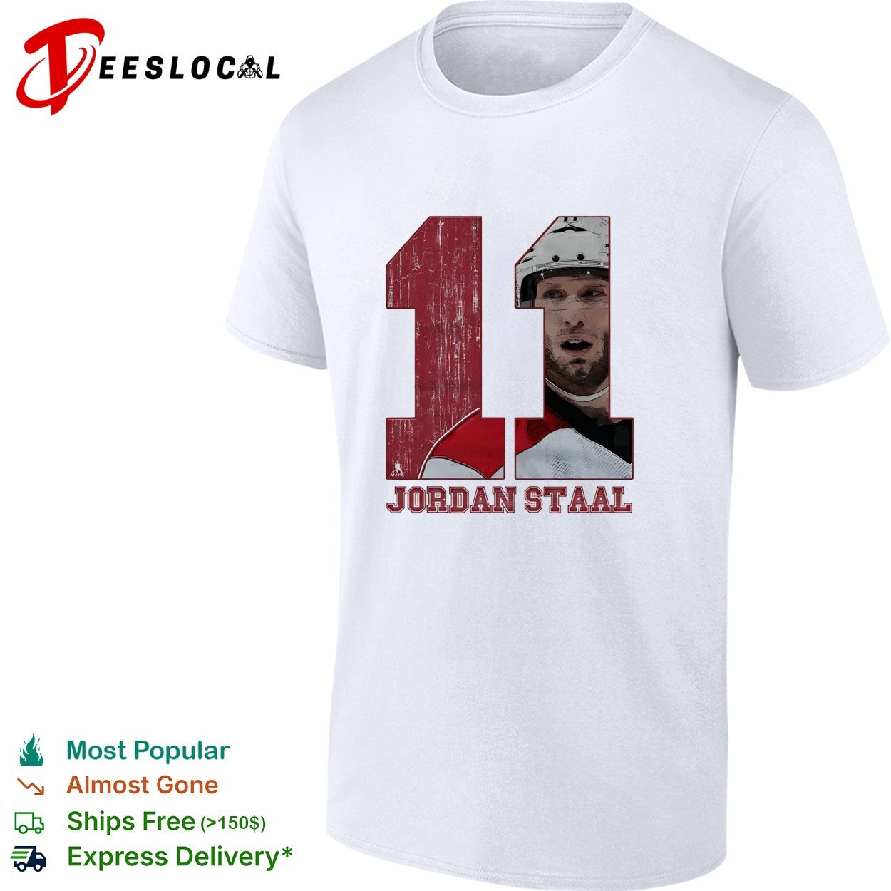 Jordan Staal 11 Carolina Hurricanes helmet close-up number portrait shirt