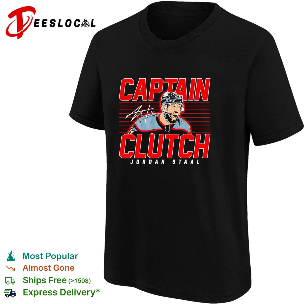 Jordan Staal captain clutch Carolina Hurricanes triumphant portrait bold art version two shirt