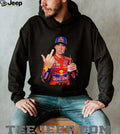 Jorge Prado holding beer middle finger shirt