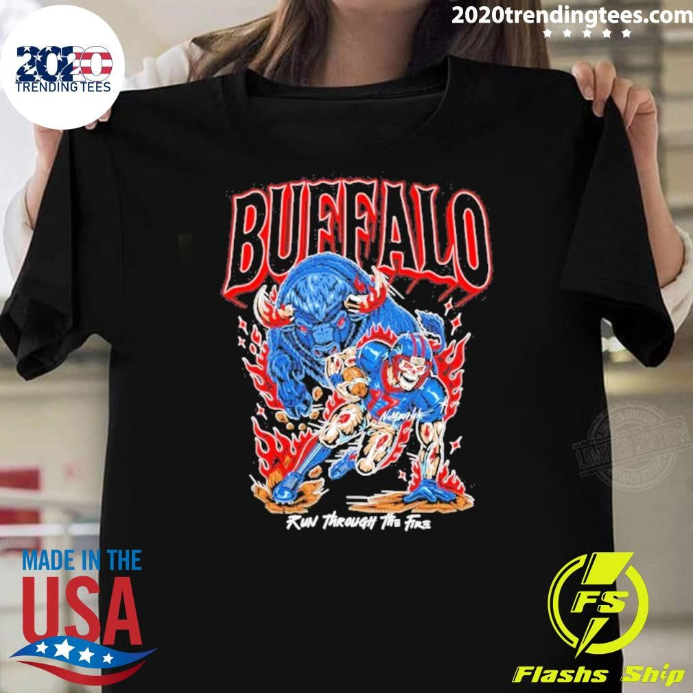 Josh Allen Buffalo Bills Run Through The Fire Football Shirt