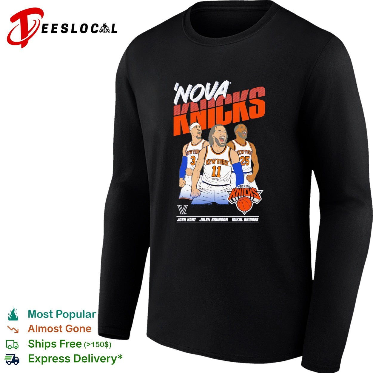 Josh Hart Jalen Brunson Mikal Bridges New York Knicks Nova Knights NBA shirt