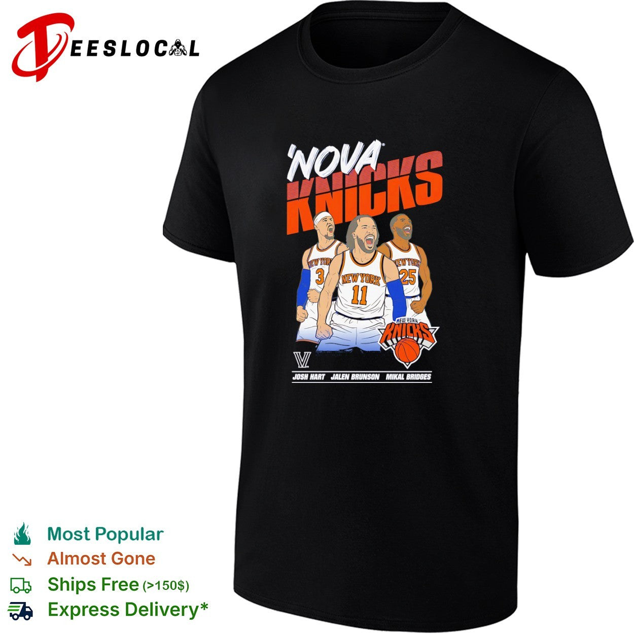 Josh Hart Jalen Brunson Mikal Bridges New York Knicks Nova Knights NBA shirt