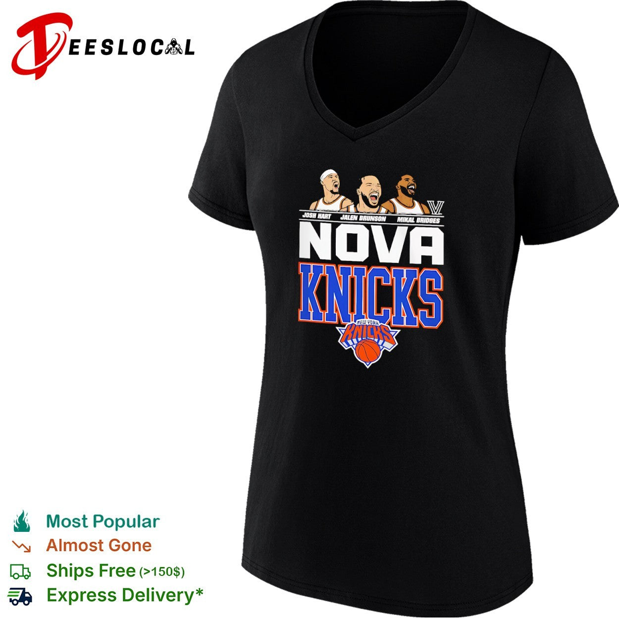 Josh Hart Jalen Brunson Mikal Bridges Nova Knicks New York Knicks NBA team shirt
