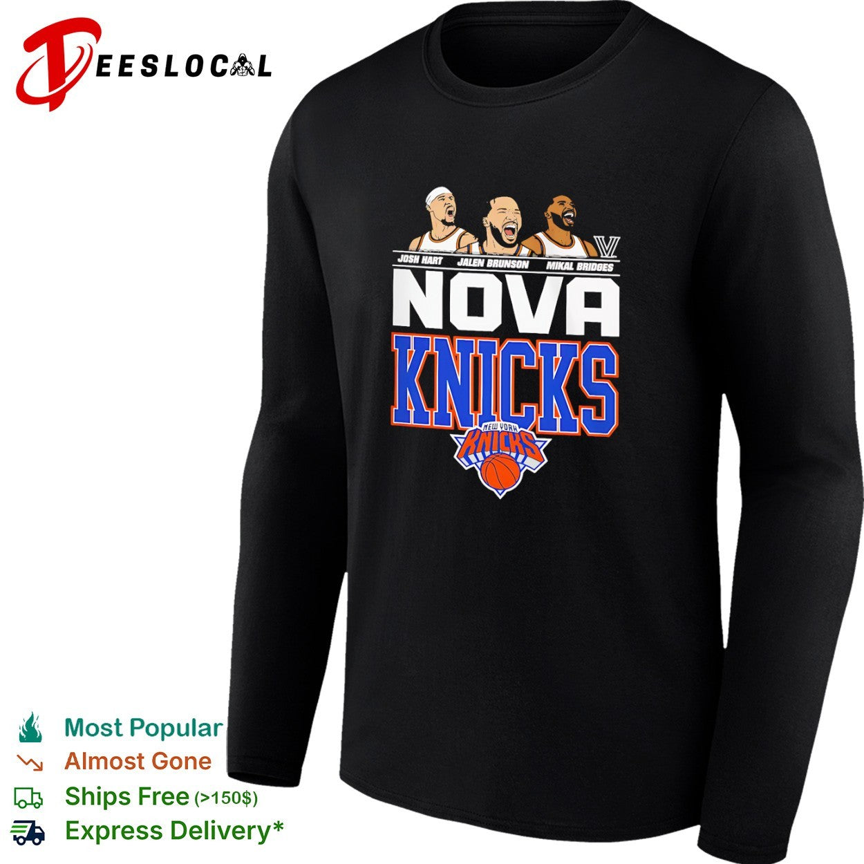 Josh Hart Jalen Brunson Mikal Bridges Nova Knicks New York Knicks NBA team shirt