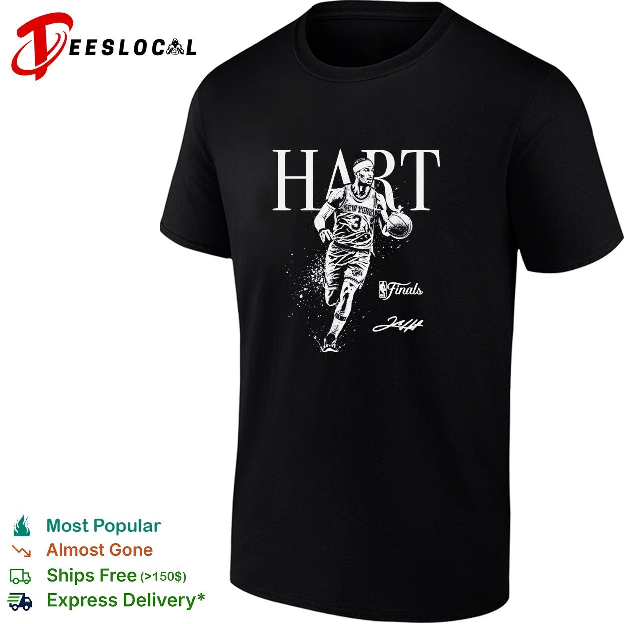 Josh Hart New York Knicks NBA Finals action portrait signature shirt
