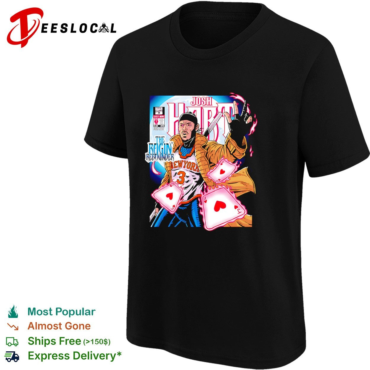 Josh Hart New York Knicks NBA The Ragin Rebounder Gambit Parody Lucky Mong Comic shirt