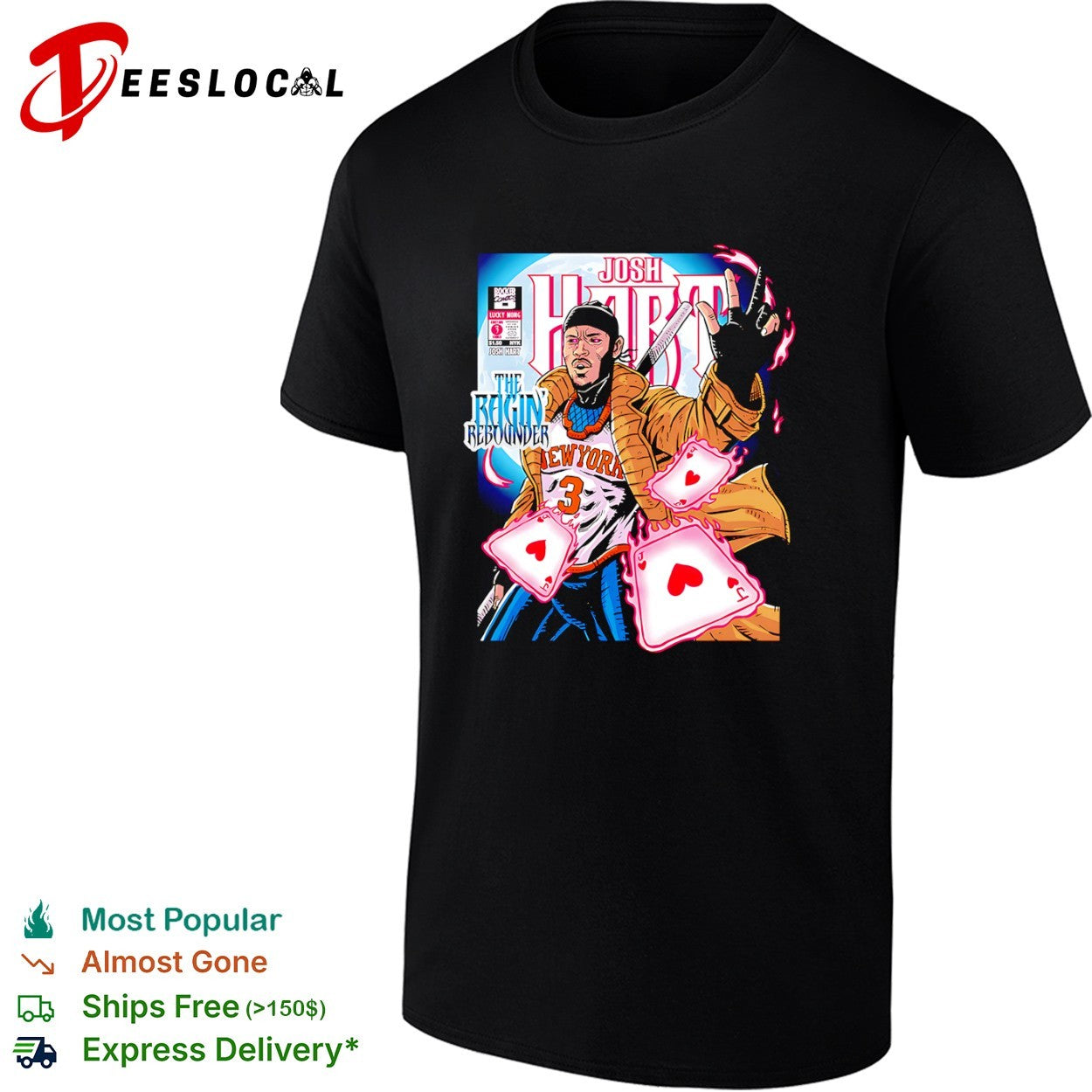 Josh Hart New York Knicks NBA The Ragin Rebounder Gambit Parody Lucky Mong Comic shirt
