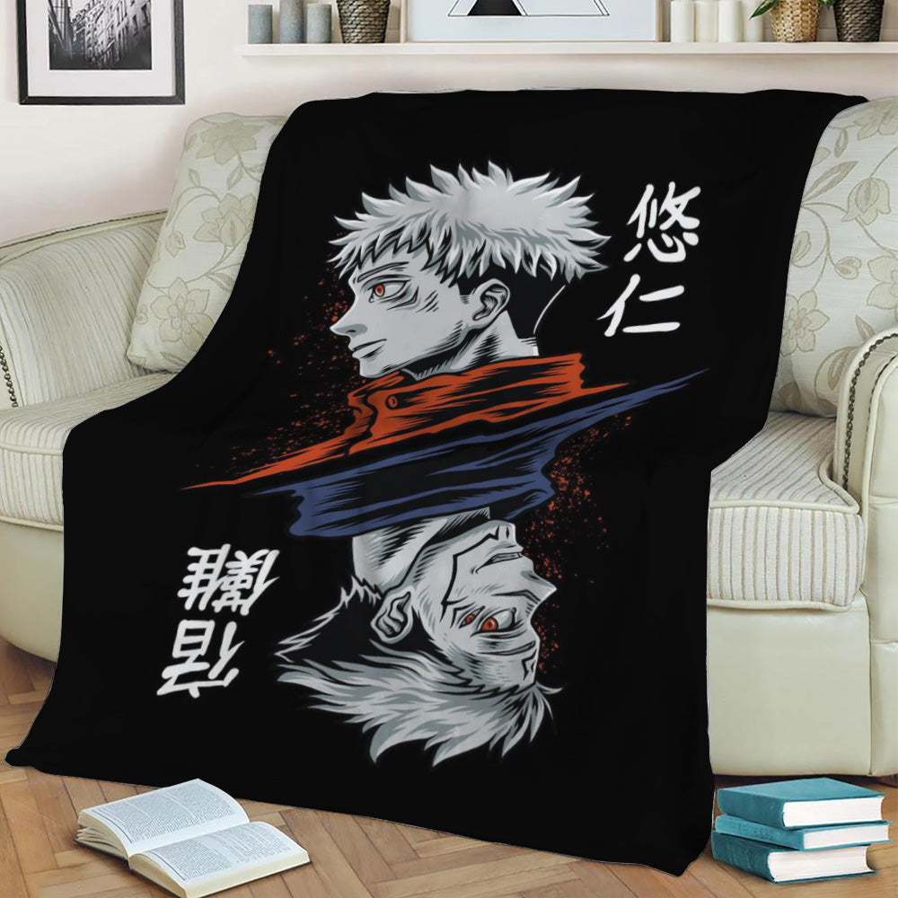 Jujutsu Yuuji Sukuna Fleece Throw Blanket