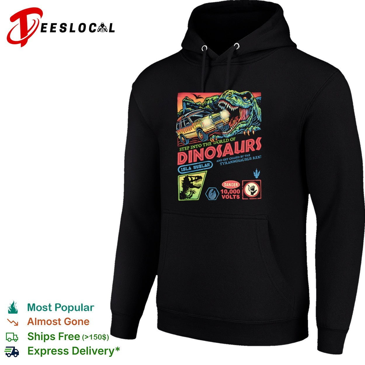 Jurassic Park Step into the World of Dinosaurs Isla Nublar Danger 10000 Volts shirt