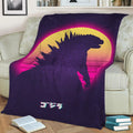 Kaiju in retro Fleece Throw Blanket