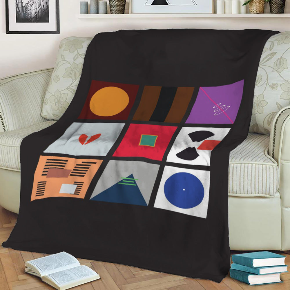 Kanye Album Collage Fleece Throw Blanket