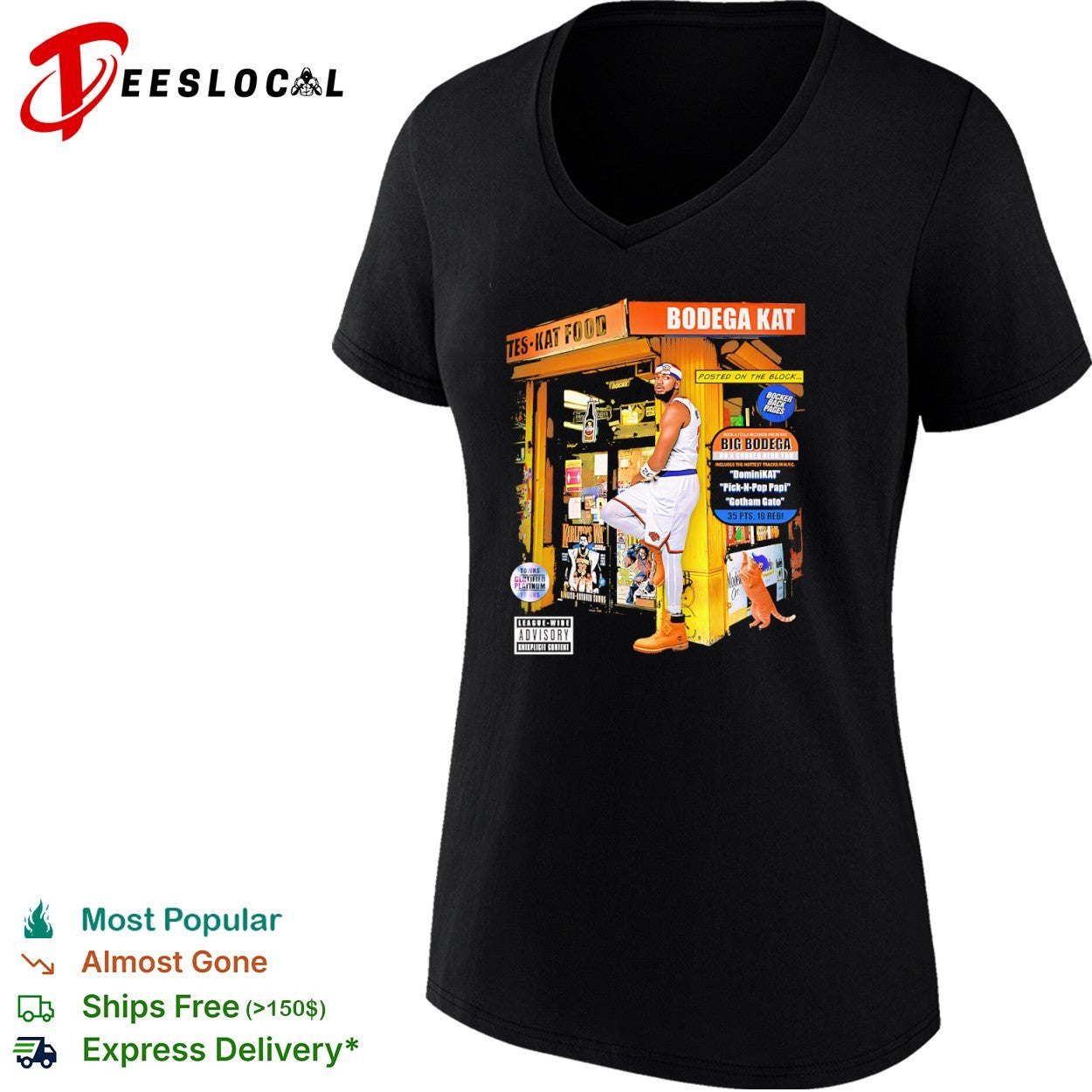 Karl Anthony Towns New York Knicks NBA Bodega Kat Posted on the Block Music Shirt