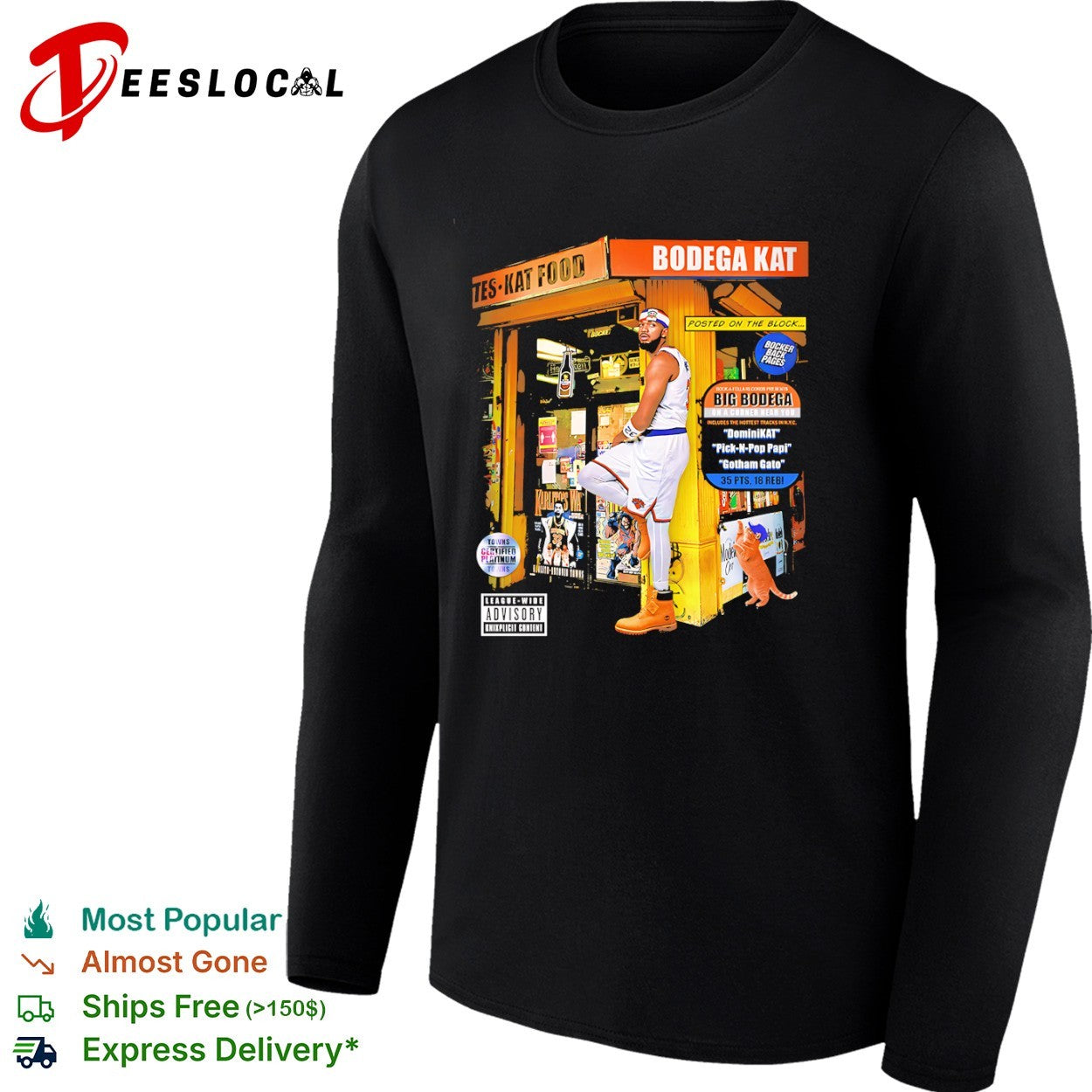 Karl Anthony Towns New York Knicks NBA Bodega Kat Posted on the Block Music Shirt
