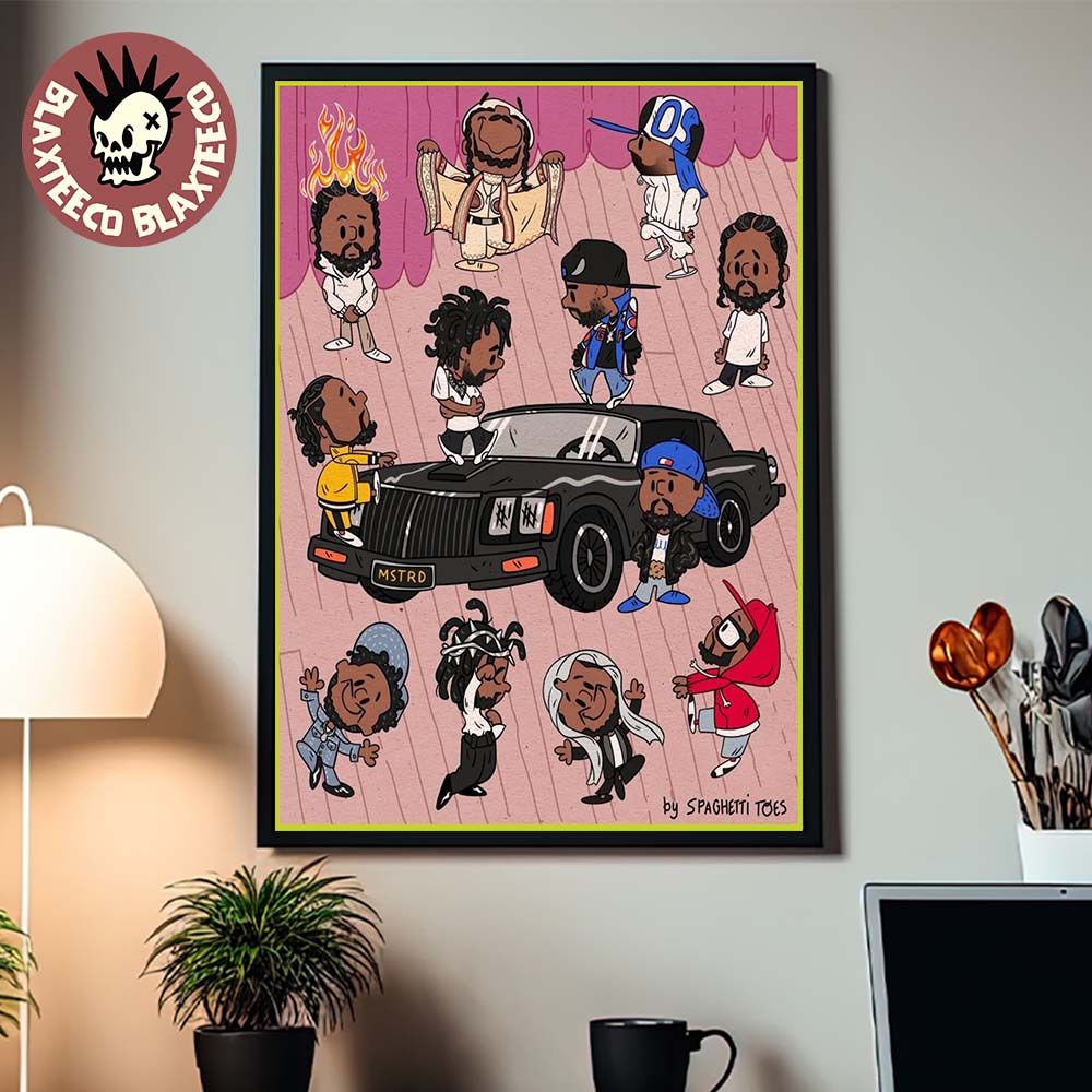 Kendrick Lamar Meets Charlie Brown Peanuts Style Painting Of Dots Many Eras Art By Spaghetti Toes Home Decor Poster Canvas
