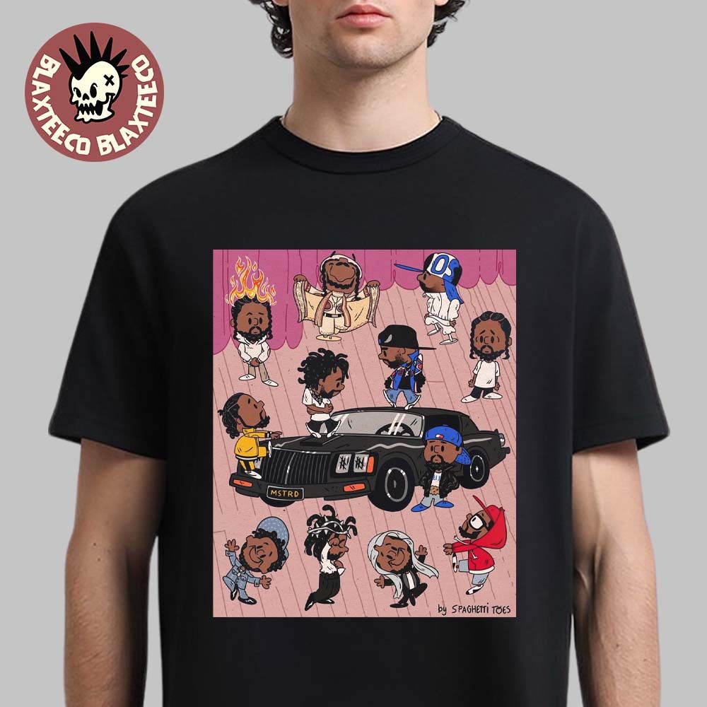 Kendrick Lamar Meets Charlie Brown Peanuts Style Painting Of Dots Many Eras Art By Spaghetti Toes T-Shirt