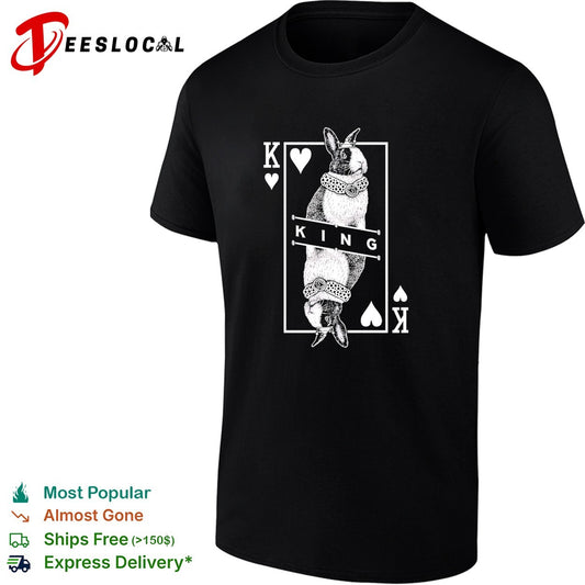 King of Hearts Rabbit Playing Card Deck Illustration White Text Graphic shirt