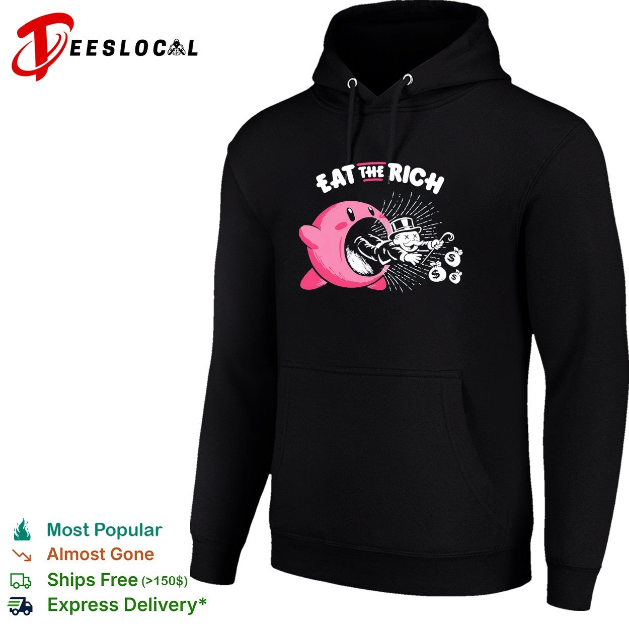 Kirby eat the rich Monopoly man political humor gaming shirt