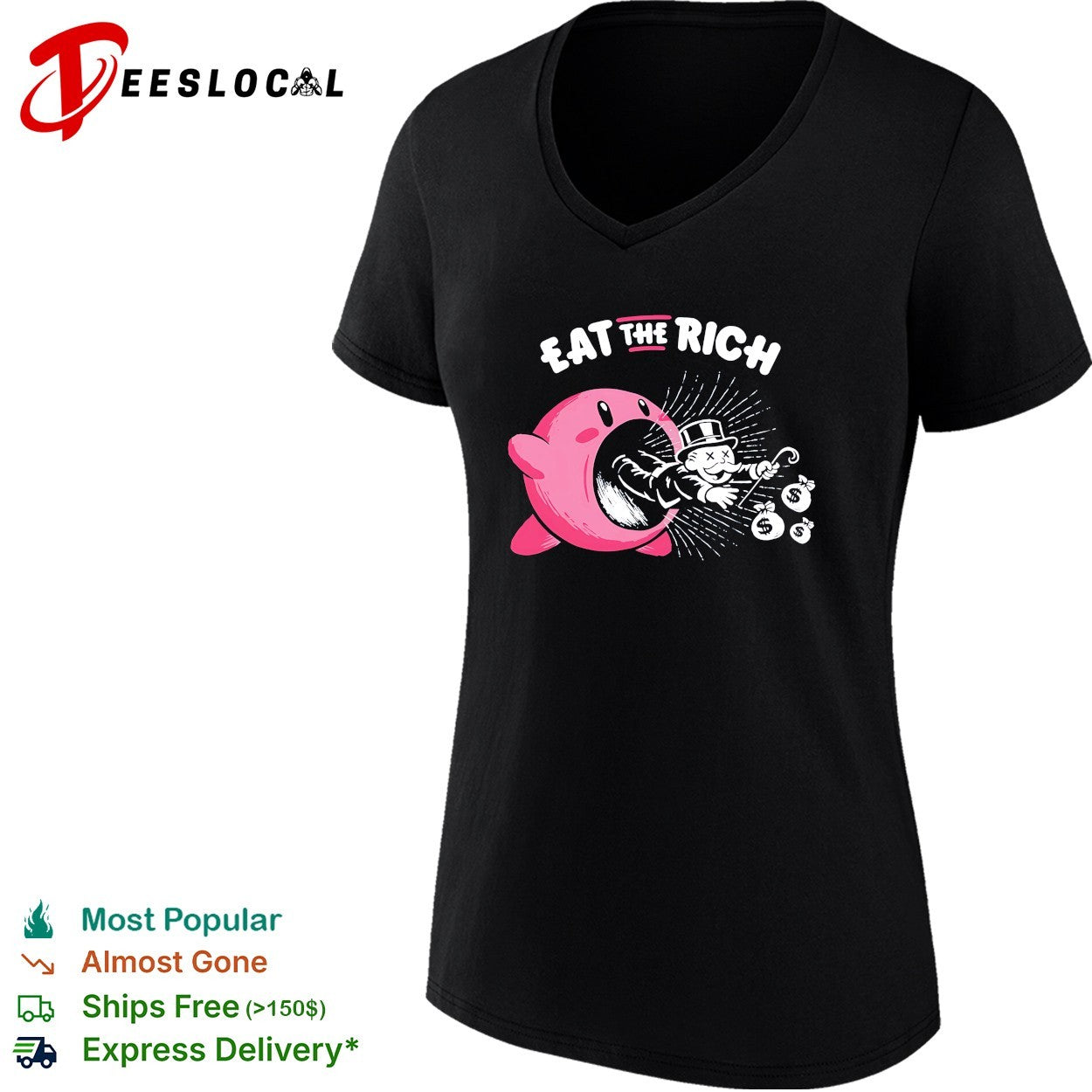 Kirby eat the rich Monopoly man political humor gaming shirt