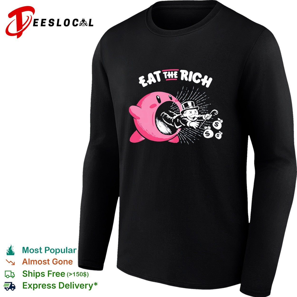 Kirby eat the rich Monopoly man political humor gaming shirt