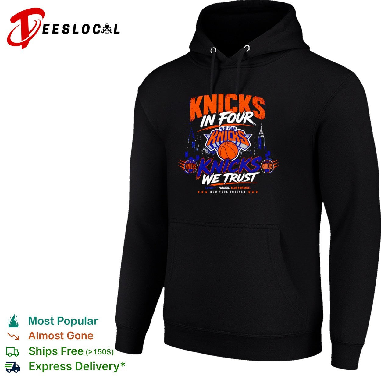 Knicks in four Knicks we trust New York Knicks basketball team nba fans shirt
