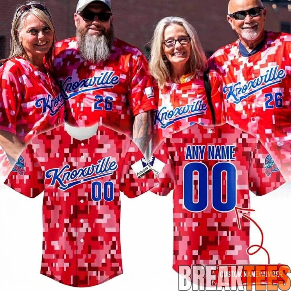 Knoxville Smokies 2026 Military Appreciation Red Camo Custom Jersey