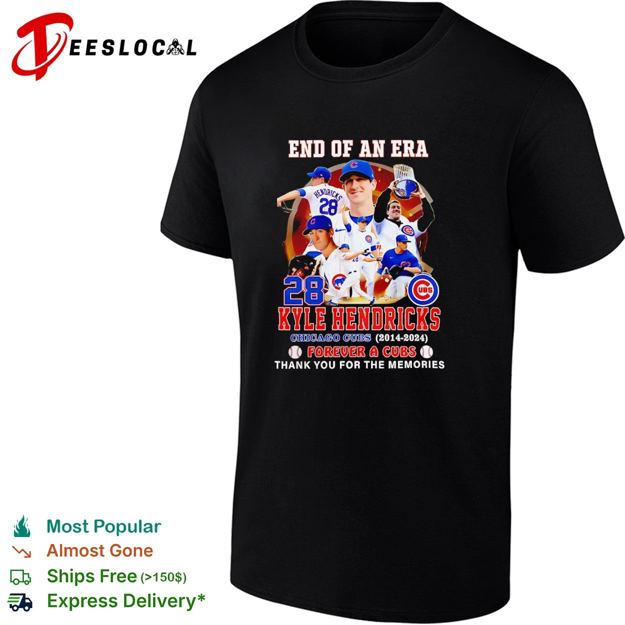 Kyle Hendricks Chicago Cubs End of an era 2014 2024 thank you for the memories shirt