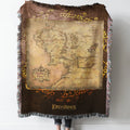 LOTR Middle-Earth Map Woven Tapestry Throw Blanket with Fringe