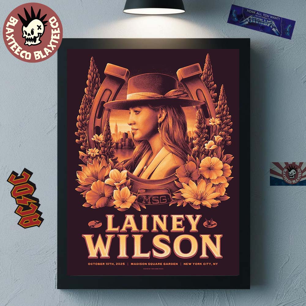Lainey Wilson New York City 2025 Gig Poster At Madison Square Garden On October 10 2025 Home Decor Poster Canvas