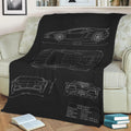 Lambo Aventador Blueprint Fleece Throw Blanket