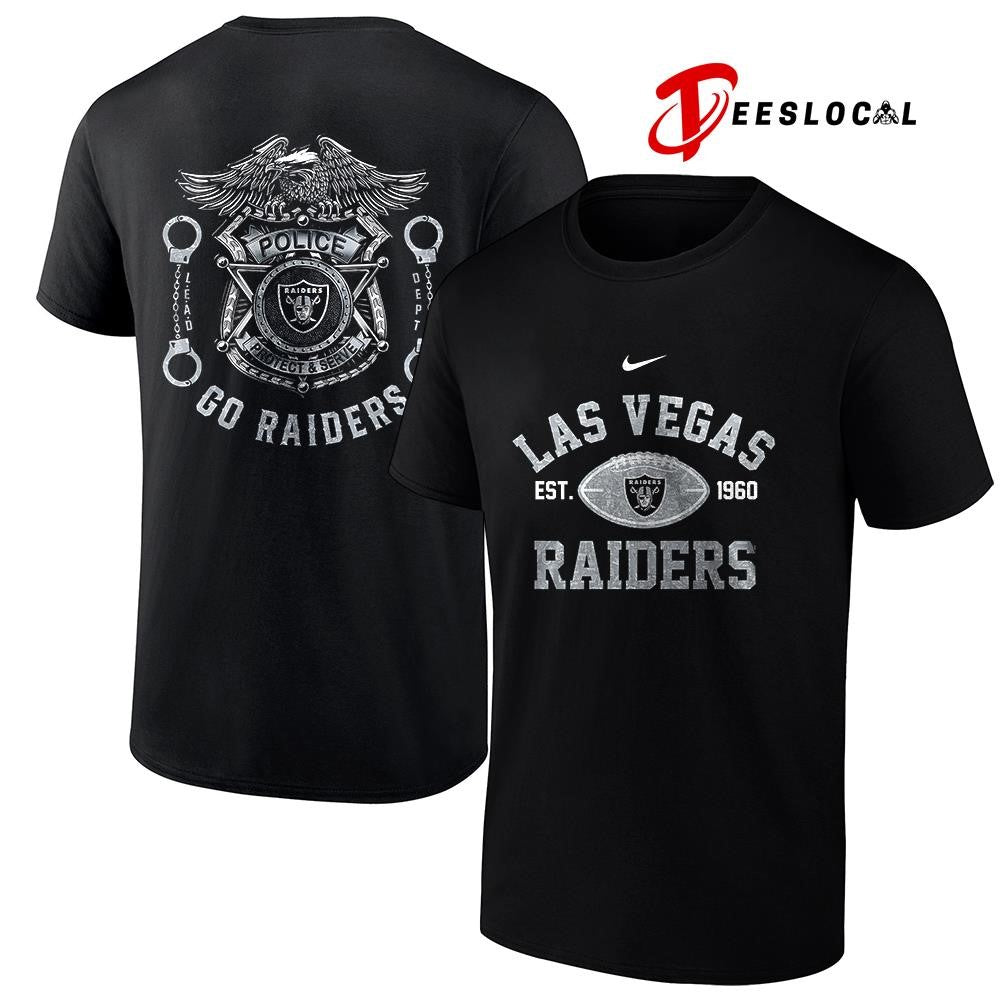 Las Vegas Raiders law enforcement tribute protect and serve logo shirt