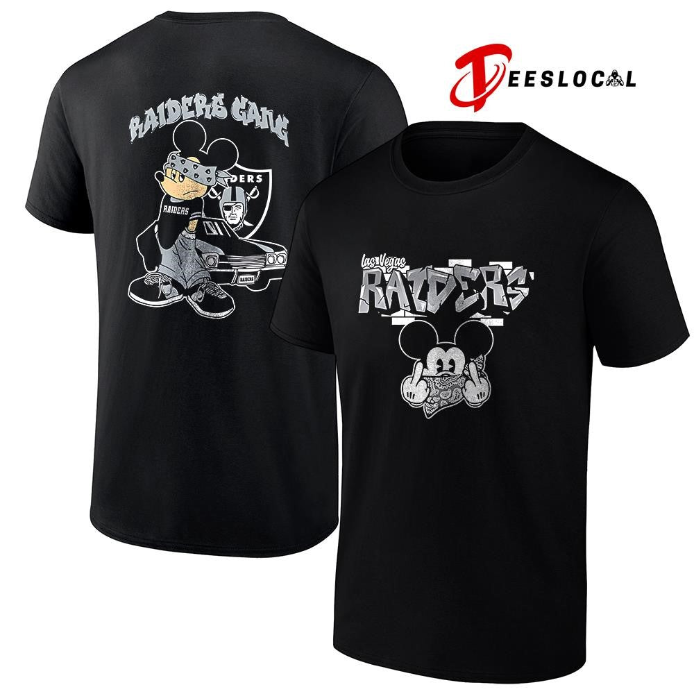 Las Vegas Raiders x Gangsta Mickey Mouse middle finger shirt