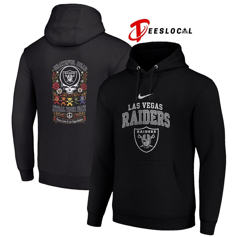Las Vegas Raiders x Grateful Dead steal your face peace love logo shirt