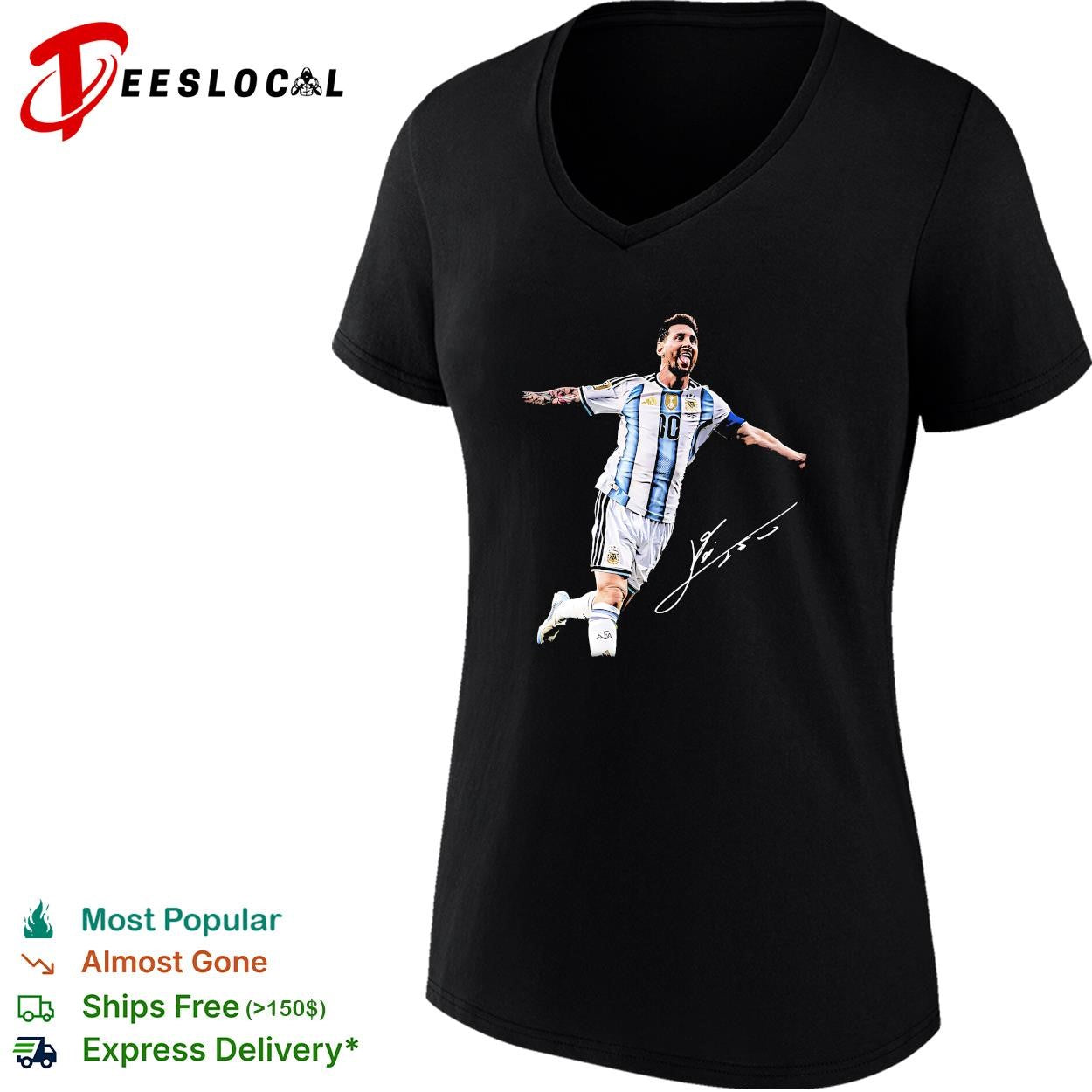 Lionel Messi Argentina number 10 screaming celebration signature poster shirt
